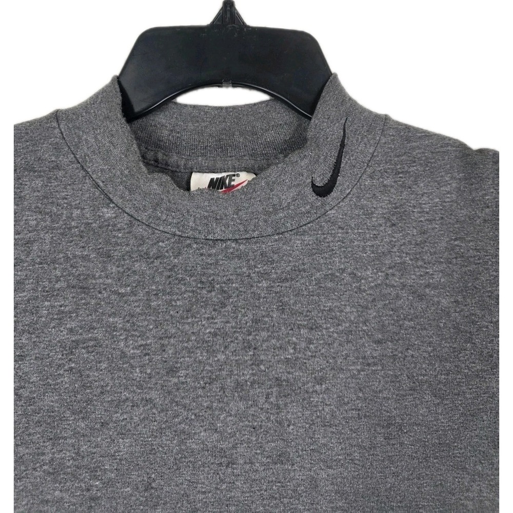 Nike T-Shirt LS Men XL Gray Embroidered Swoosh Mock Blank Minimalist USA 90s Vtg